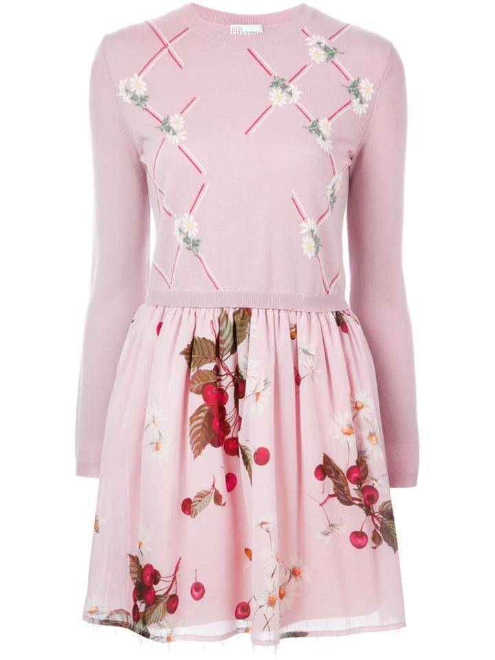 Red Valentino Floral Print Sweater Dress