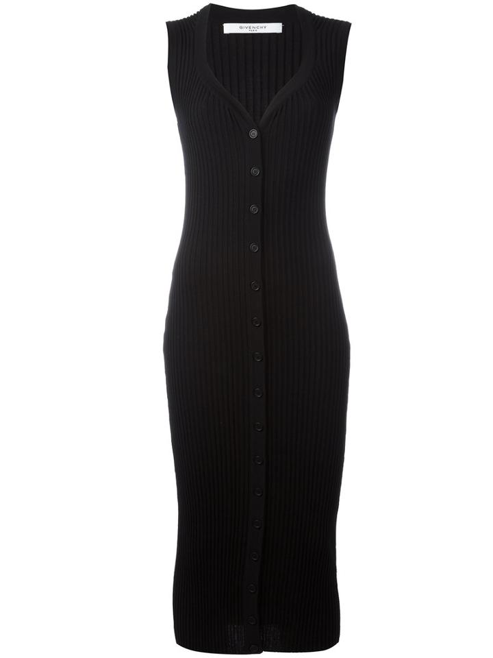Givenchy Ribbed-knit Fitted Dress, Women's, Size: Medium, Black, Wool