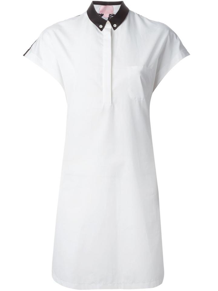 Giamba Contrasting Lace Back Shirt Dress, Women's, Size: 40, White, Silk/cotton/polyester
