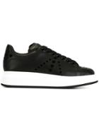 Alexander Mcqueen Extended Sole Sneakers, Men's, Size: 42.5, Black, Calf Leather/leather/rubber