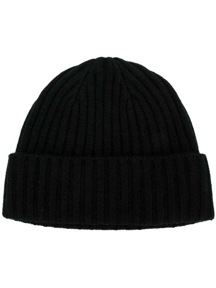 N.peal Chunky Ribbed Knit Beanie Hat - Black