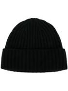 N.peal Chunky Ribbed Knit Beanie Hat - Black