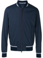 Herno Contrast Trim Bomber Jacket, Men's, Size: 50, Blue, Polyamide/spandex/elastane