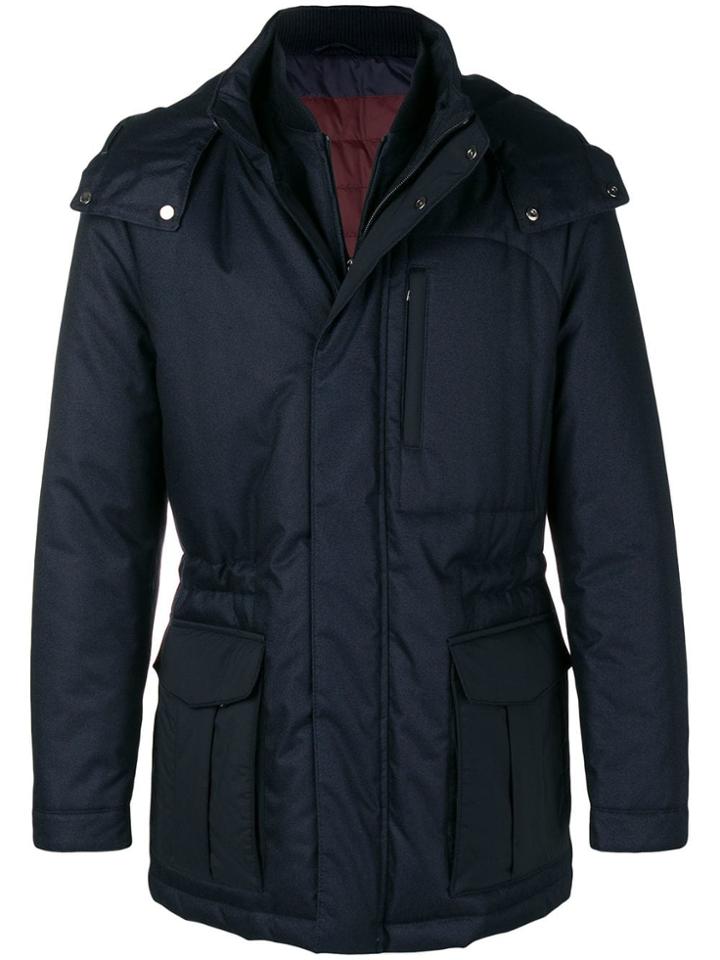 Corneliani Hooded Padded Jacket - Blue