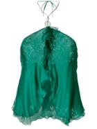 Giorgio Armani Vintage Halterneck Ruffled Blouse - Green