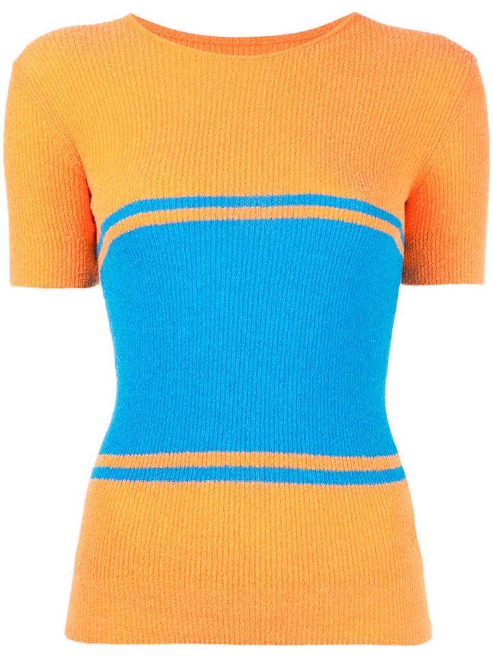 Maison Margiela Block Panel T-shirt, Women's, Size: Medium, Yellow/orange, Cotton/polyamide