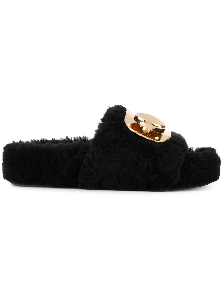 Stella Luna Buckle Slides - Black