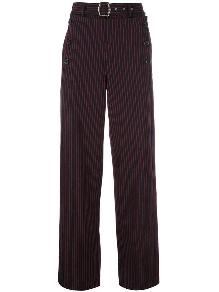 Sies Marjan Belted Striped Wide Leg Trousers - Blue