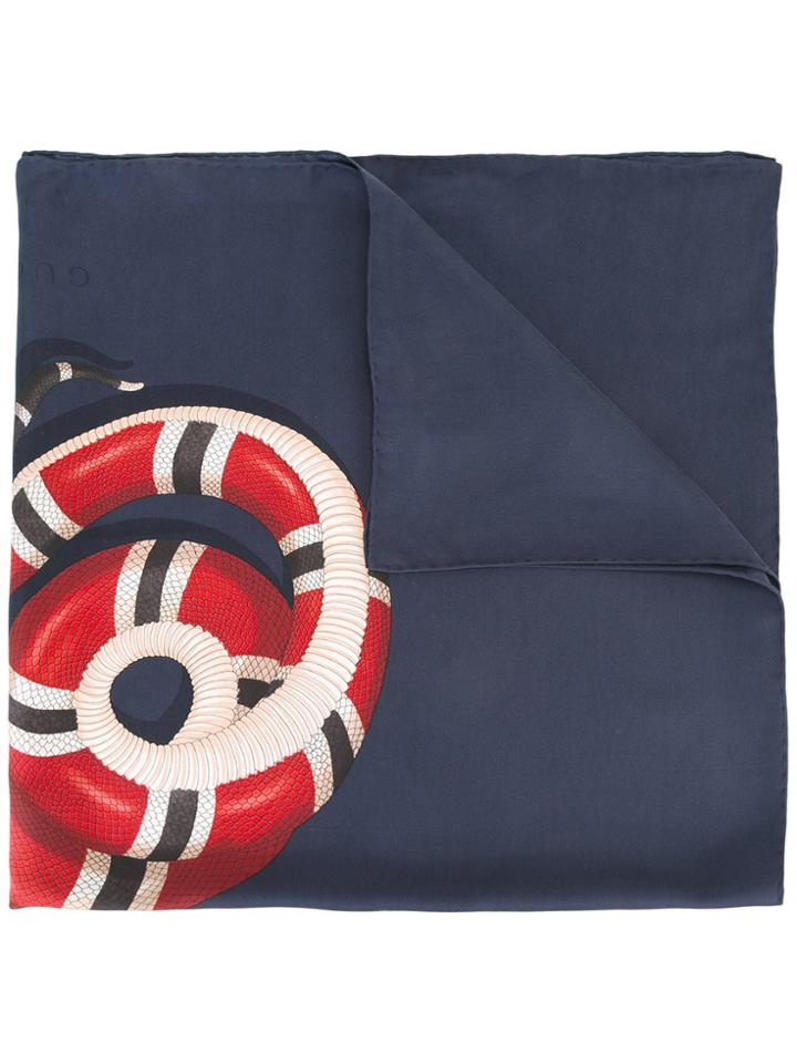 Gucci Snake Print Scarf - Blue