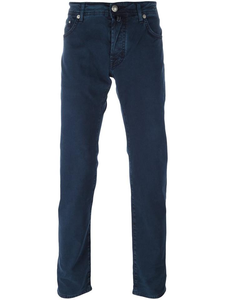 Jacob Cohen Straight Leg Trousers, Men's, Size: 31, Blue, Cotton/modal/spandex/elastane
