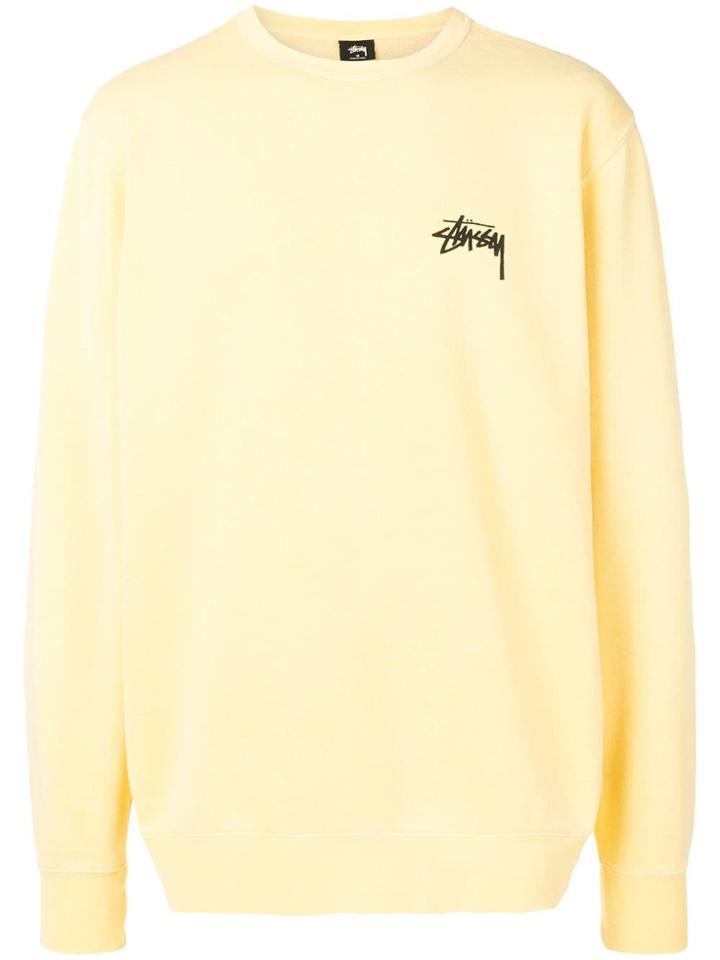 Stussy Printed Sweatshirt With Logo - Yellow
