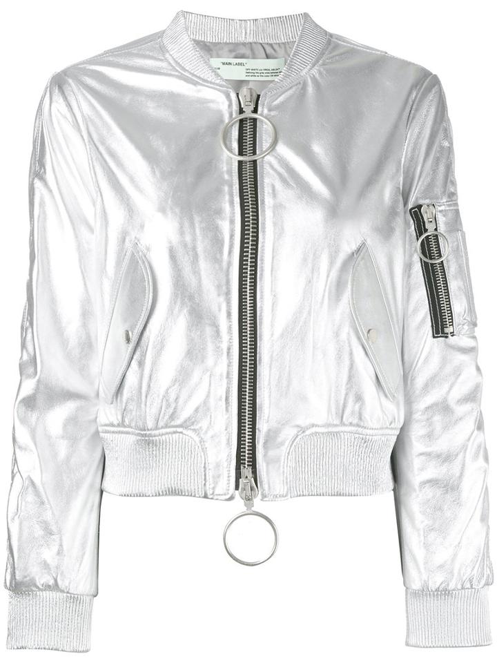 Zipped Jacket - Women - Lamb Skin/viscose - M, Grey, Lamb Skin/viscose, Off-white