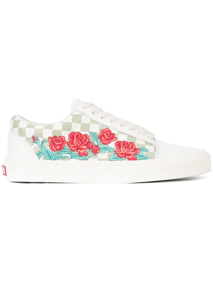 Vans Checkerboard Embroidered Sneakers - White