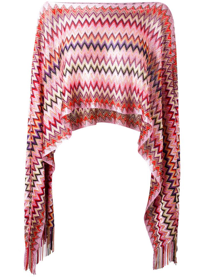 M Missoni Zig-zag Cropped Poncho Top, Women's, Polyamide/polyester/viscose