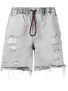 Alexander Wang Distressed Denim Jogger Shorts - Black