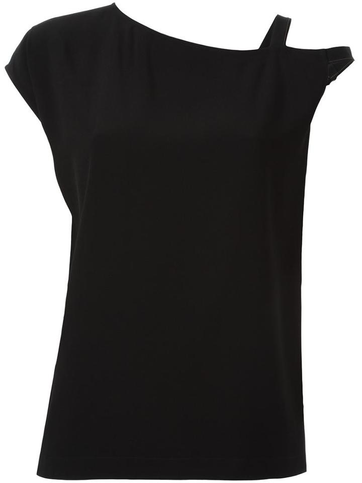 Helmut Lang Asymmetric Sleeveless Top, Women's, Size: Medium, Black, Silk/acetate/viscose
