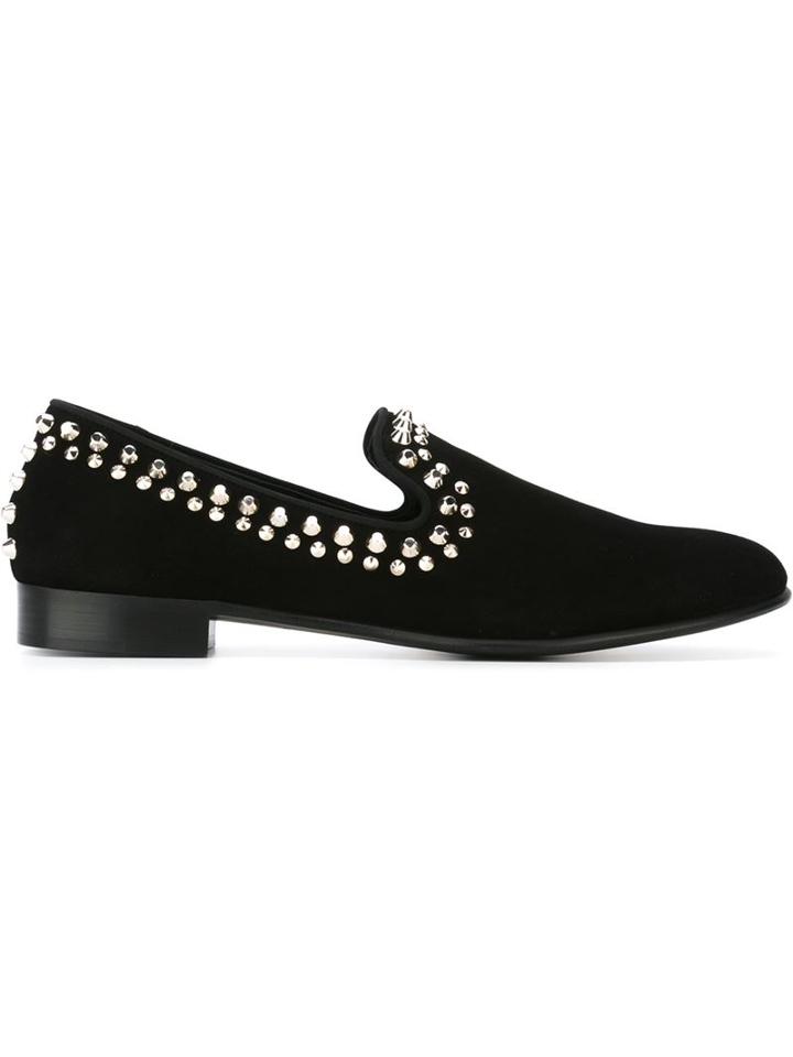 Giuseppe Zanotti Design Studded Slippers, Men's, Size: 41, Black, Leather