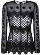 Dolce & Gabbana Floral Lace Crochet Blouse, Women's, Size: 42, Black, Cotton/polyamide/polyester