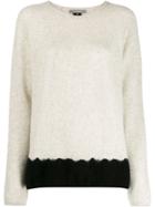 Suzusan Two-tone Cashmere Jumper - Grey