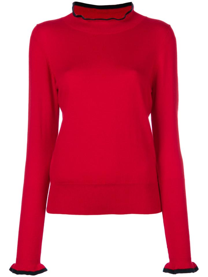 Essentiel Antwerp Frill-trim Sweater - Red