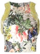 Monique Lhuillier Cropped Printed Tank