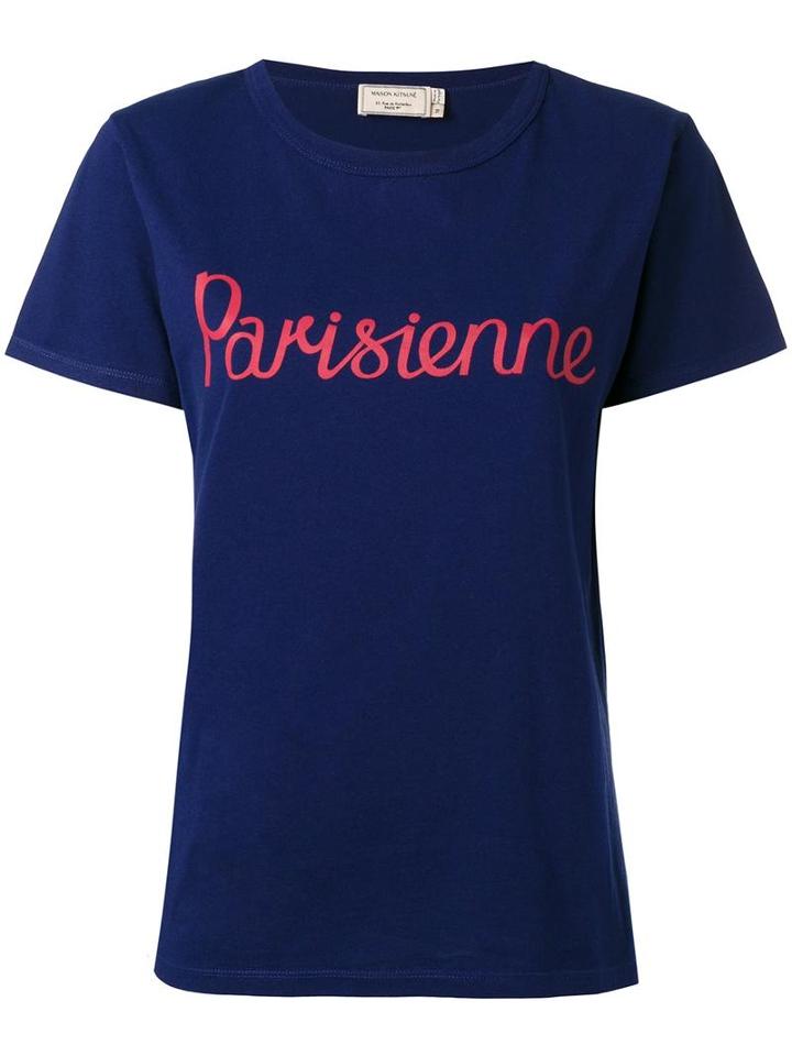Maison Kitsuné Parisienne Print T-shirt, Women's, Size: Medium, Blue, Cotton