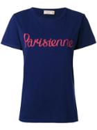 Maison Kitsuné Parisienne Print T-shirt, Women's, Size: Medium, Blue, Cotton