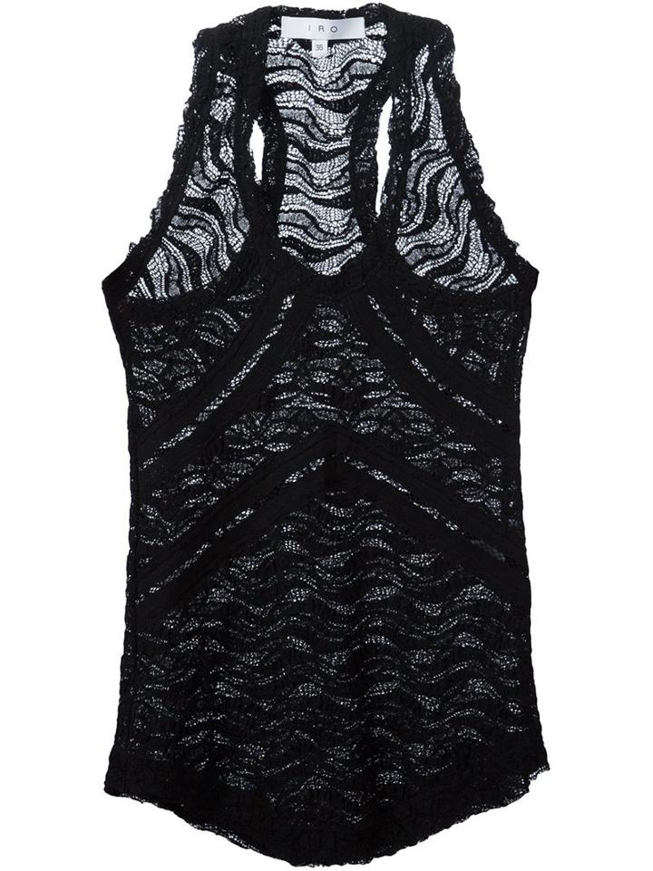 Iro Racer Back Lace Tank, Women's, Size: 38, Black, Cotton/polyamide/spandex/elastane