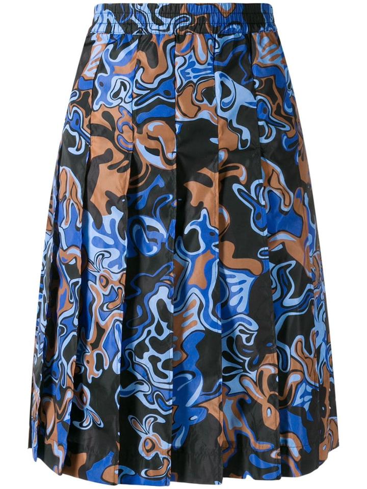 Marni Colour-block Pleated Skirt - Blue