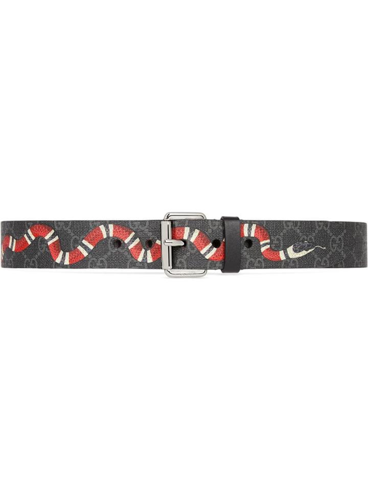 Gucci Gg Belt With Kingsnake Print - Black