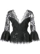 Marchesa Peplum Lace Blouse - Black