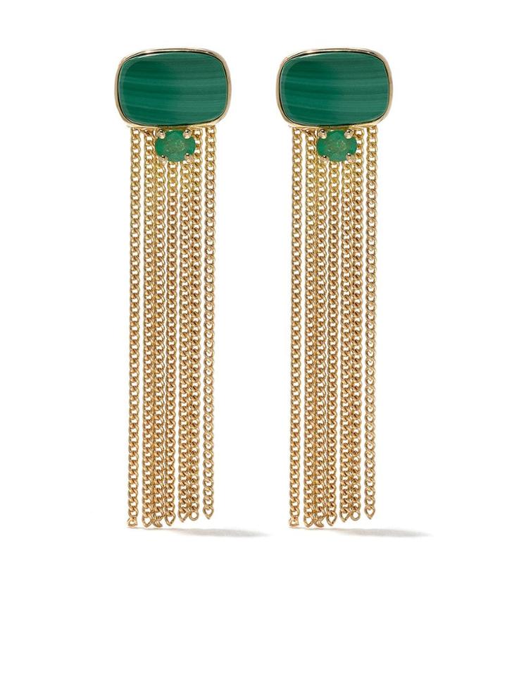 Wouters & Hendrix Gold 18kt Yellow Gold Malachite & Emerald Tassel