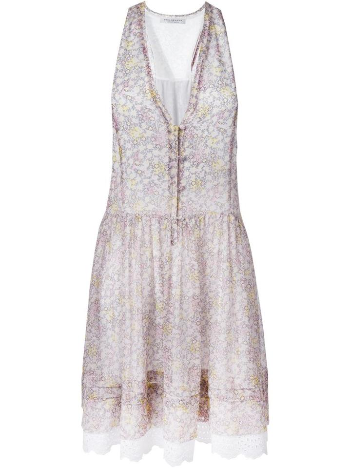 Philosophy Di Lorenzo Serafini Floral Print Dress, Women's, Size: 40, White, Polyester/cotton/silk/other Fibers