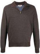 Canali Half-zip Long Sleeve Sweatshirt - Brown