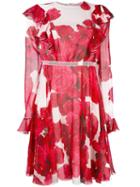 Giambattista Valli Floral Print Dress, Women's, Size: 42, Red, Silk