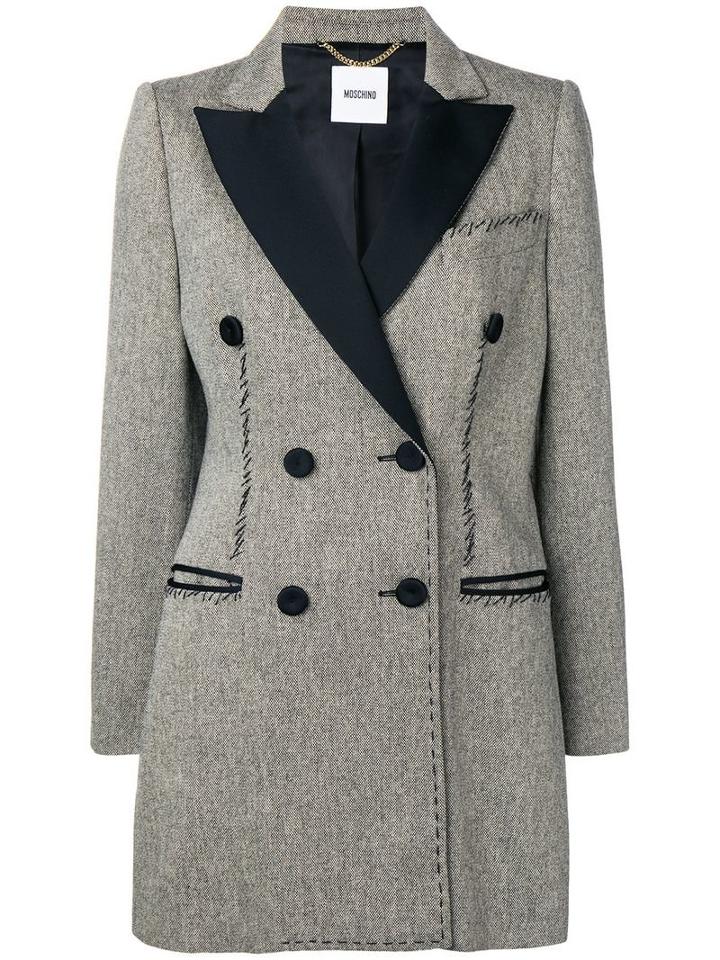 Moschino Pre-owned 1990's Tweed Coat - Grey