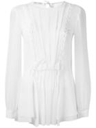 Alberta Ferretti Sheer Ruffle Blouse - White