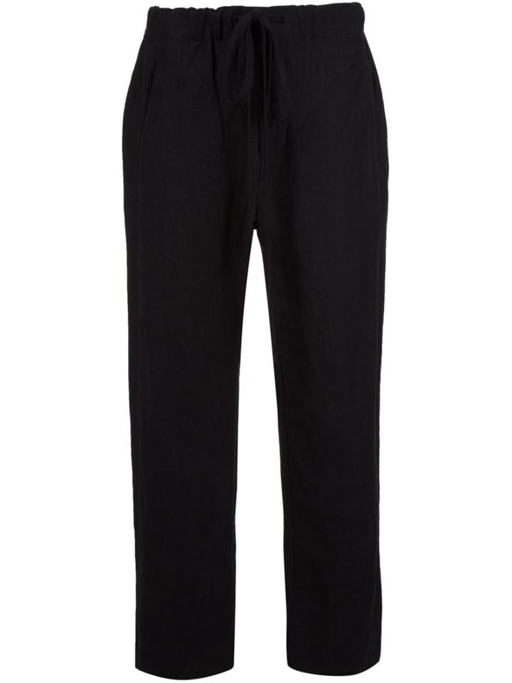 Uma Wang Cropped Trousers, Men's, Size: Small, Black, Ramie/wool