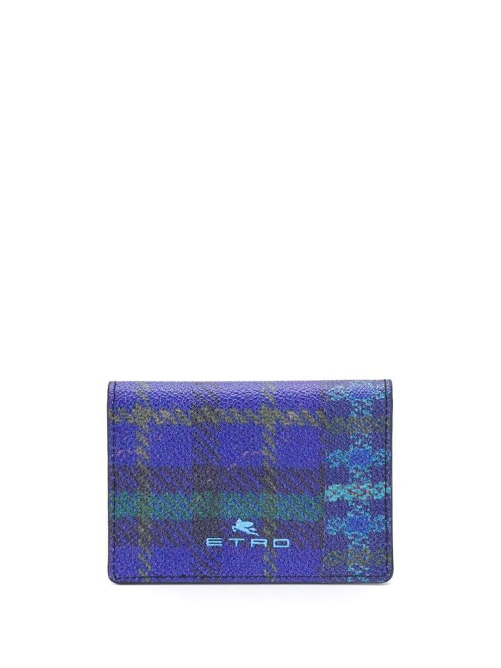 Etro Checked Billfold Cardholder - Blue