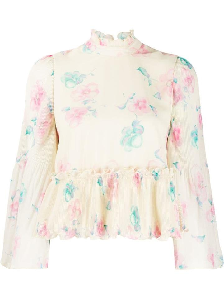 Ganni Floral Smock Blouse - Yellow