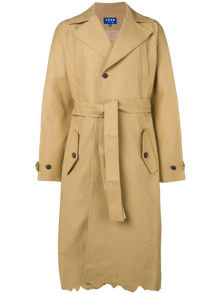Ader Error Jagged Hem Belted Trenchcoat - Nude & Neutrals