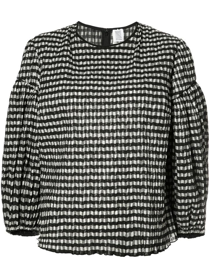 Rosie Assoulin Balloon Sleeve Checked Blouse, Women's, Size: Xs, Black, Silk/polyester/polyamide/cotton