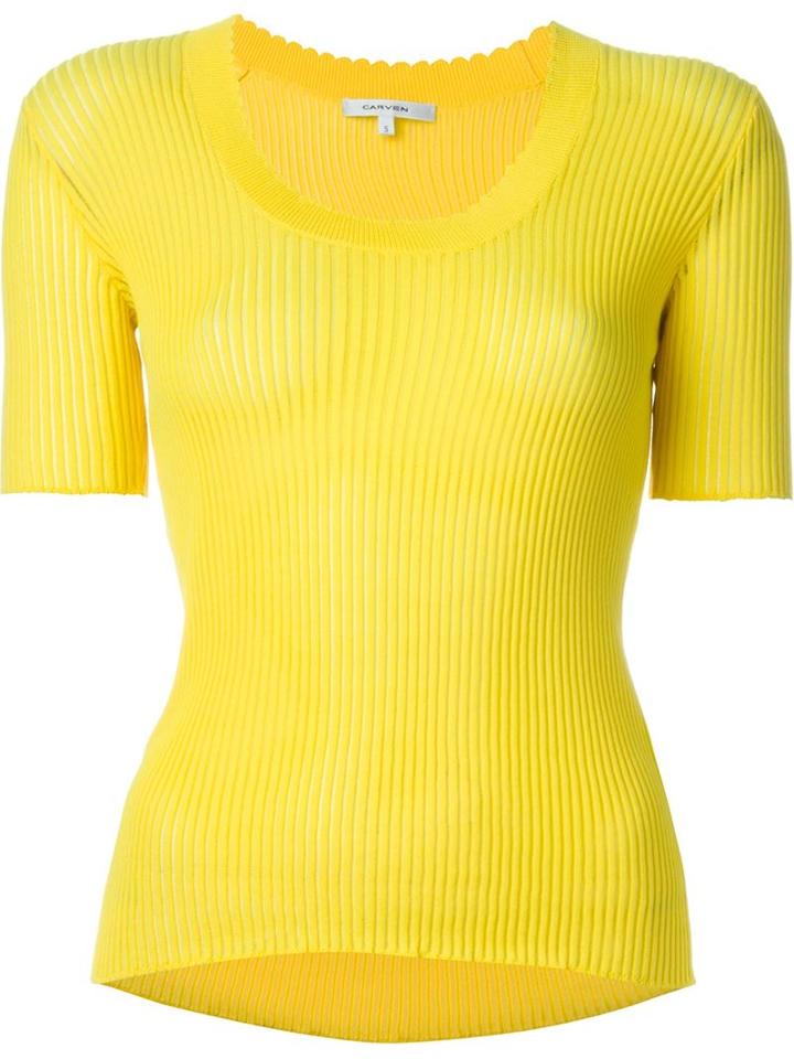 Carven Shortsleeved Ribbed Knit Top