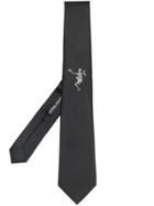 Alexander Mcqueen Skeleton Embroidered Tie - Black