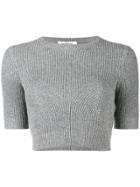 Valentino Ribbed Knitted Crop Top - Grey