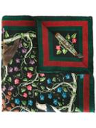 Gucci Birds Print Pocket Square, Men's, Black, Silk