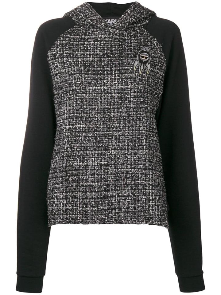 Karl Lagerfeld Space Karl Boucle Hoodie - Black