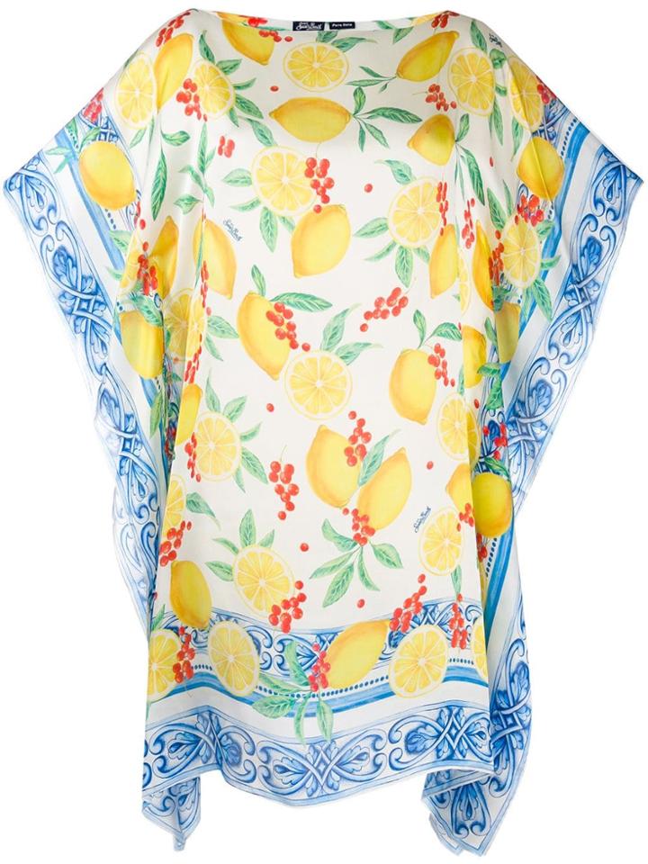 Mc2 Saint Barth Fruit Print Poncho Dress - White