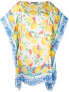 Mc2 Saint Barth Fruit Print Poncho Dress - White