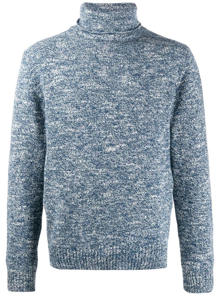 Isaia Ribbed Roll-neck Sweater - Blue